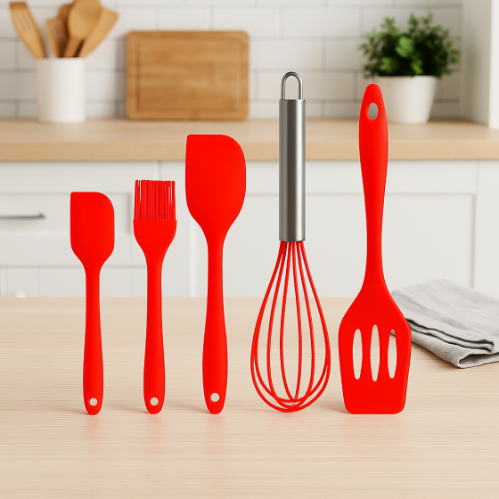 Кухонний набір 5 предметів | Лопатка, віночок, ложка, кухонні аксесуари для готування Київ
