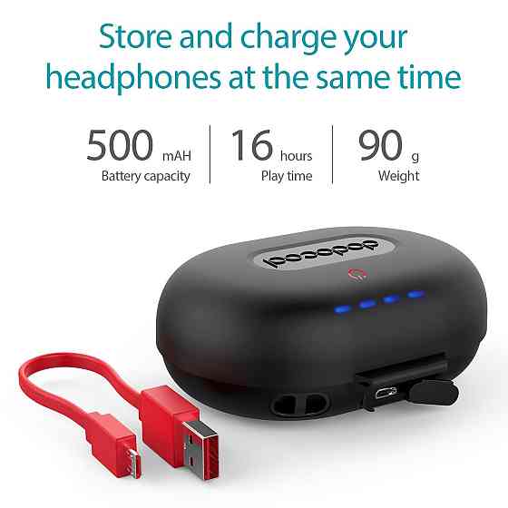 Портативний зарядний кейс dodocool для бездротових навушників (500 мАг, Micro-USB, захисний чохол) Київ