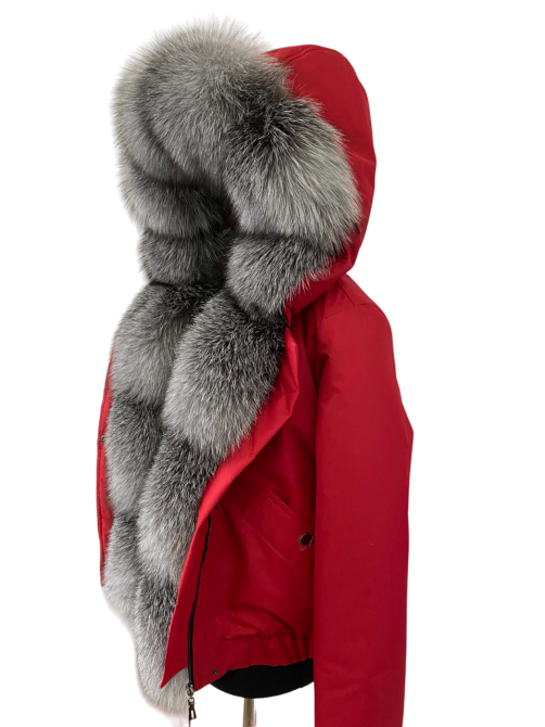 Бомбер жіночий з хутром блюфрост Червоний 50 Харків - фото 4