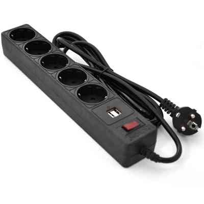 Сетевой фильтр питания Patron 3m (SP-53) + 2 USB 2.0, 2.1A , 5 роз. BLACK (EXT-PN-SP-53-USB) Винница
