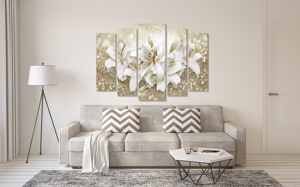 Модульна картина у вітальню/спальню Лілії в золоті    LM013_5 110x160 см Київ - фото 2