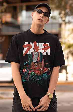 Футболка для хлопчика з аніме принтом Акіра Акіра Гоод Хеалтх оверсайз (зріст від 165 до 180) Чорний AnimeJ0825m Дніпро