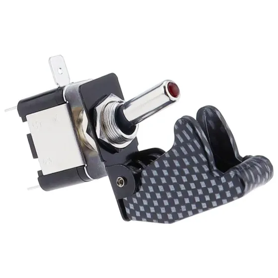 Тумблер питания 12В с LED и карбоновой крышкой для авто Киев