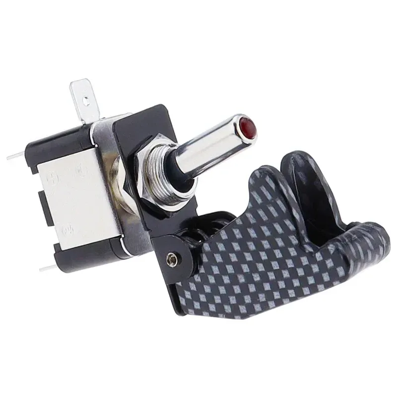 Тумблер питания 12В с LED и карбоновой крышкой для авто Киев - изображение 1