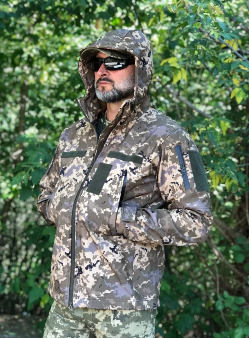 Военная демисезонная куртка Soft Shell пиксель, мужская тактическая ветрозащитная куртка весна осень Львов - изображение 3