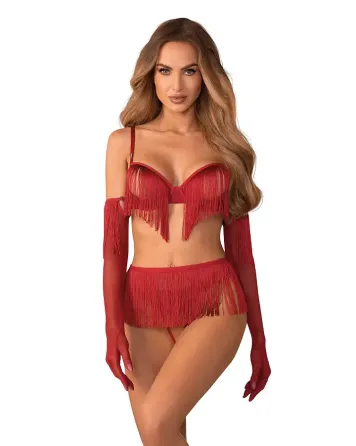 Комплект Obsessive Rossay Red 4-pcs crotchless set 2XL/3XL Львів