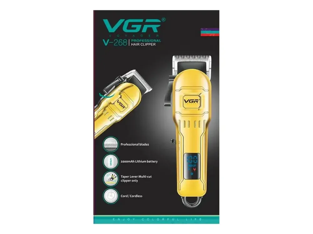 Аккумуляторная машинка для стрижки волос VGR V-268 с LED-дисплеем и сменными насадками 0,8–13 мм Одесса - изображение 2
