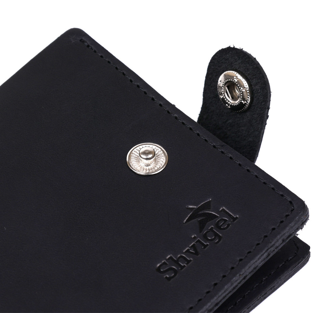 Шкіряний чоловічий гаманець Чорний (SHVIGEL) Київ - фото 1