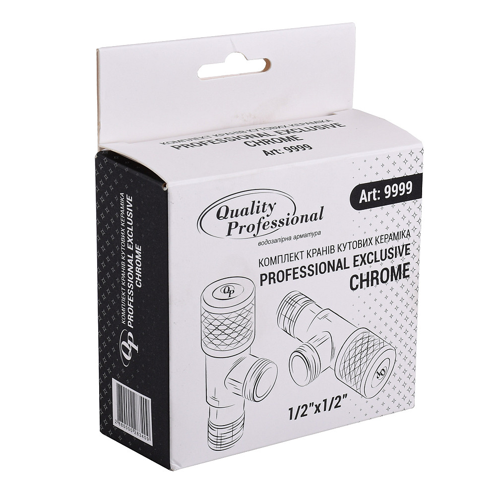 !!Набір кранів кутових кераміка PROFESSIONAL EXCLUSIVE 1/2″X1/2″ 9999 CHROME (1уп.) Тернопіль - фото 3