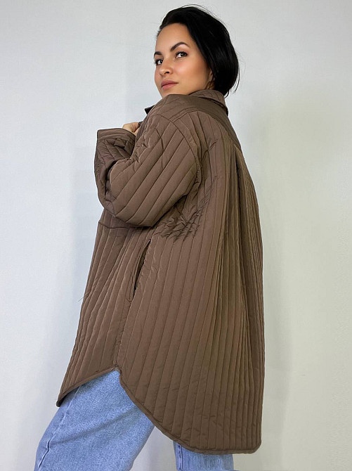 Куртка жіноча Lady Yep 9089 сорочка подовжена оверсайз стьобана демісезонна one size, коричневий, one size Київ - фото 2