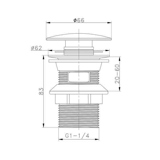 Донный клапан для раковины Zerix BV-02 BLACK 1 1/4'' без перелива автоматический СLICK-СLACK (Цвет черный) (ZX6018) Киев
