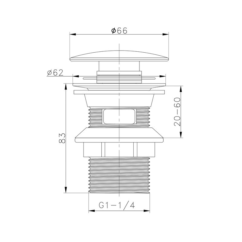 Донный клапан для раковины Zerix BV-02 BLACK 1 1/4'' без перелива автоматический СLICK-СLACK (Цвет черный) (ZX6018) Киев - изображение 4