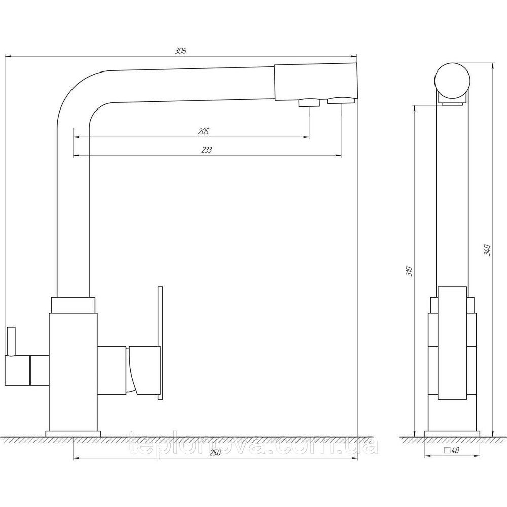 Змішувач для кухні під осмос Globus Lux LAZER GLLR-0100-6-MARONE Чернівці - фото 4