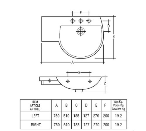 Раковина с полочкой Rak Ceramics Reserva Wing 75x81см Белый Киев - изображение 4