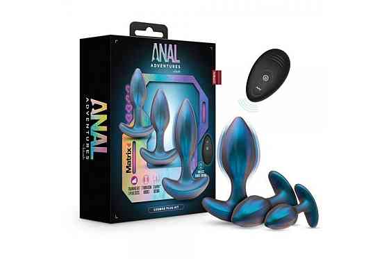 Набор анальных пробок с вибрацией Blush Anal Adventures на пульте управления, голубые Sex Aura Киев