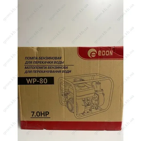 Мотопомпа для чистої / легко-брудної води (шланг 80мм) Edon WP-80 : 4 тактний, 60 куб.м/год, 30м підйому Київ - фото 5