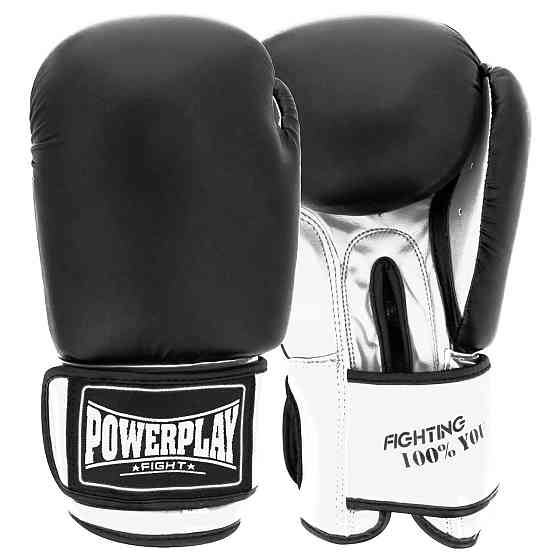Боксерські рукавиці PowerPlay 3004 Classic Чорно-Білі 14 унцій Київ