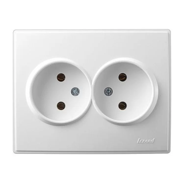 LESYA Розетка подвійна без заземлення білий Lezard Харків - фото 1