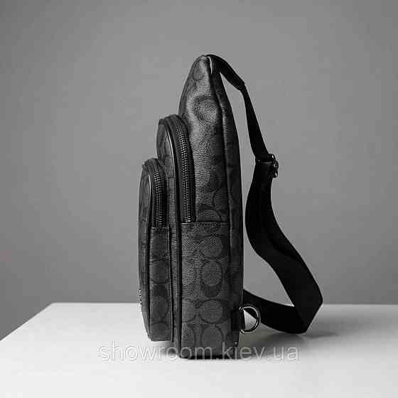Мужская сумка на грудь (слинг), бананка Coach (77-2517) серая Киев