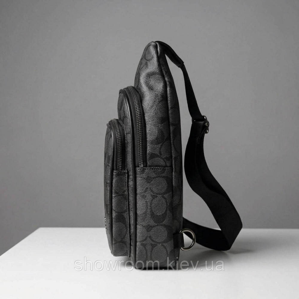 Чоловіча сумка на груди (слінг), бананка, барсетка Coach (77-2517) сіра Київ - фото 3