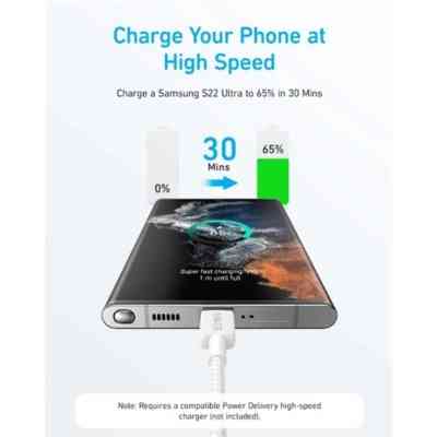 Дата кабель USB-C to USB-C 1.8m 322 White Anker (A81F6H21) Винница