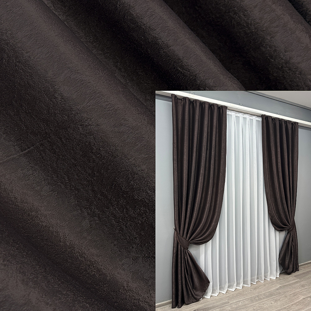 Комплект готових штор VR-Textil Софт № 1166ш Коричневий 100х270 см 2шт (31-523) Київ - фото 1
