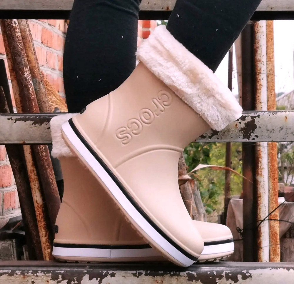 Жіночі Гумові Напівчоботи CROCS Бежеві Чоботи Крокси Теплі Зимові (розміри: 36,37,38,39,40,41) - 26 Дніпро - фото 1