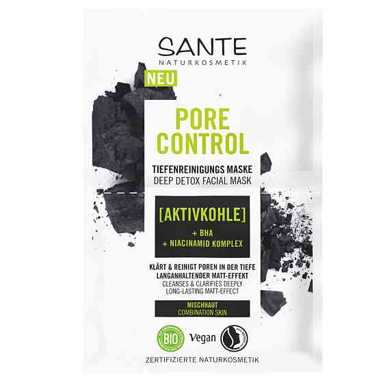 БИО-Маска PORE CONTROL для глубокой очистки лица с активированным углем и BHA-кислотой SANTE 2*4мл Киев