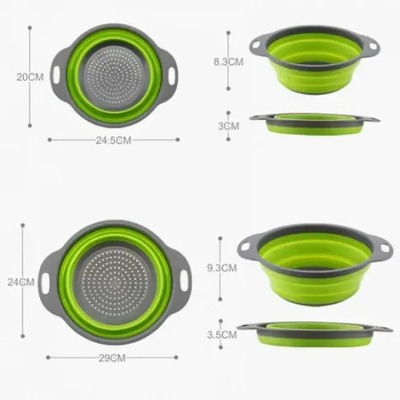 Дуршлаг силиконовый складной большой + маленький Collapsible filter baskets Коломия