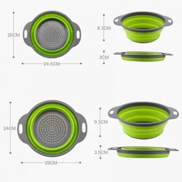 Дуршлаг силиконовый складной большой + маленький Collapsible filter baskets Коломия - фото 6