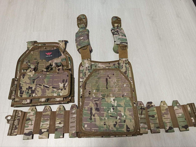 Плитоноска Yakeda (без плит) з підсумками під магазини та швидким скиданням (Мультикам) Вінниця - фото 7