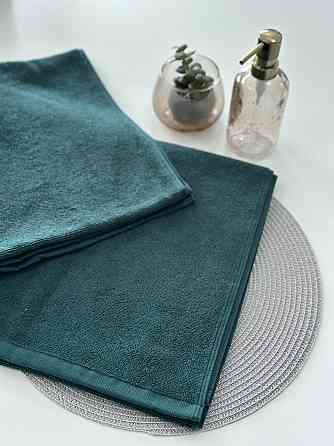 Комплект полотенец однотонных Ideal Textile 50х90см, 70х140см 450 г/м2 графитотовый, изумрудный Черновцы