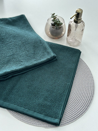 Комплект полотенец однотонных Ideal Textile 50х90см, 70х140см 450 г/м2 графитотовый, изумрудный Черновцы - изображение 6