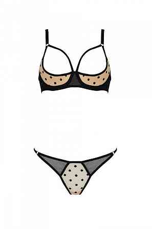 Эротический комплект Passion MARINA SET WITH OPEN BRA, S/M, beige, открытые чашки Sex Aura Киев