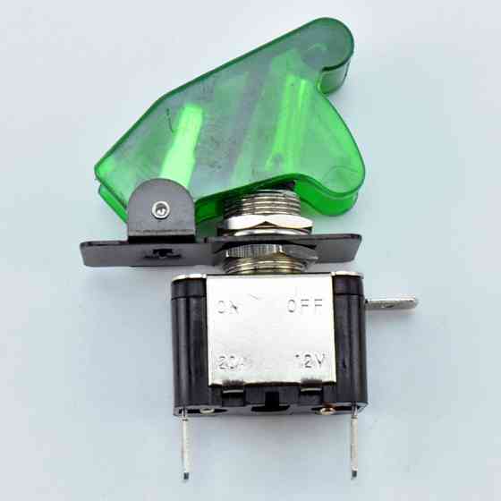 Зеленый тумблер питания с LED подсветкой 12В 20А Киев