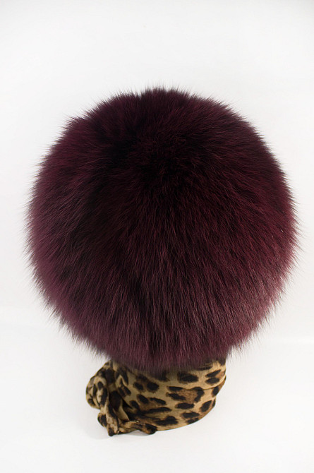 Шапка хутряна жіноча з песця стріха Анастасія Бордовий Харків - фото 4