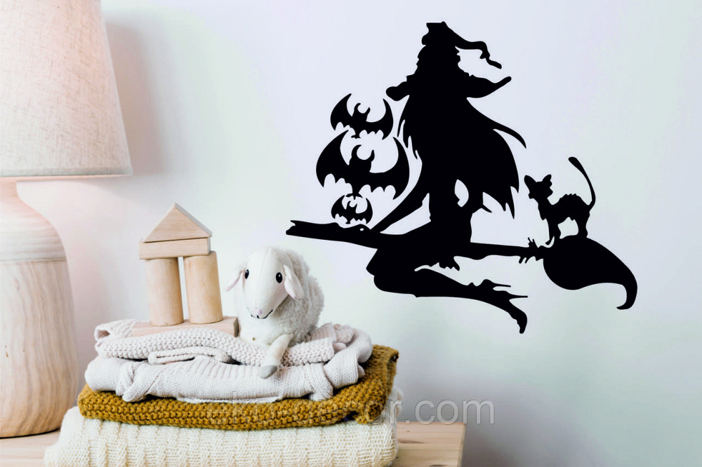 Декоративне настінне Панно «Відьма на мітлі», Декор на стіну 70*62 см, Чорний Київ - фото 8