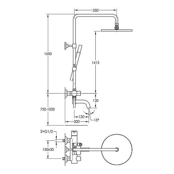 Душова система з виливом Imprese SMART CLICK ZMK101901208 чорна Київ