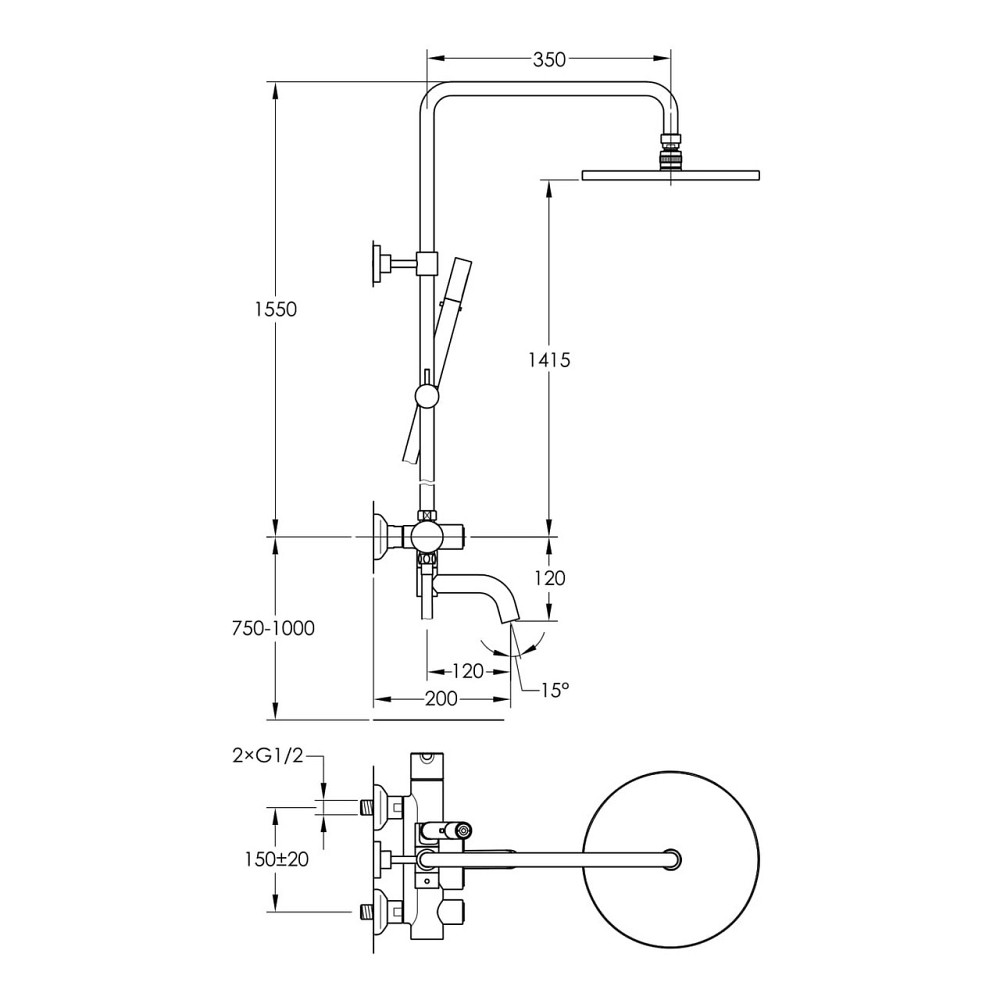 Душова система з виливом Imprese SMART CLICK ZMK101901208 чорна Київ - фото 5
