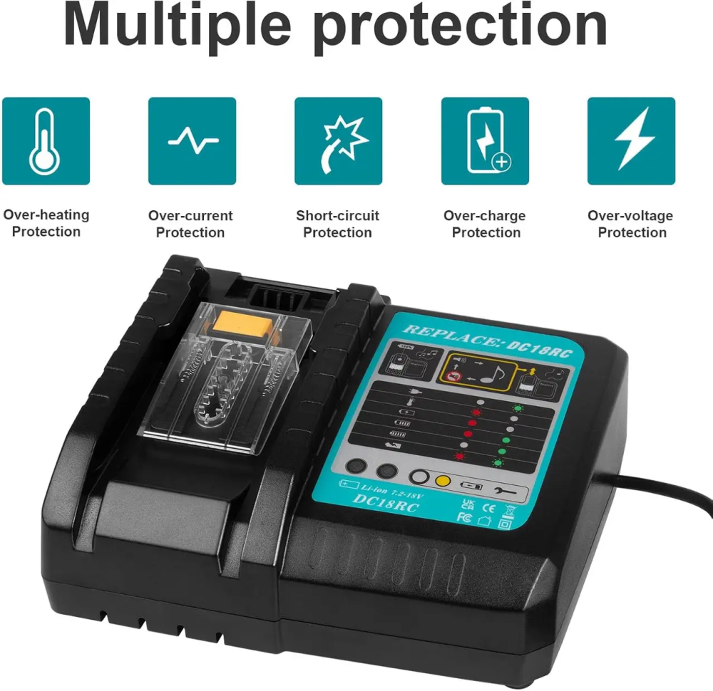 Зарядний пристрій DC18RC 14.4–18V для Makita LXT BL1850 BL1840 BL1830 швидка зарядка 3A Київ - фото 7