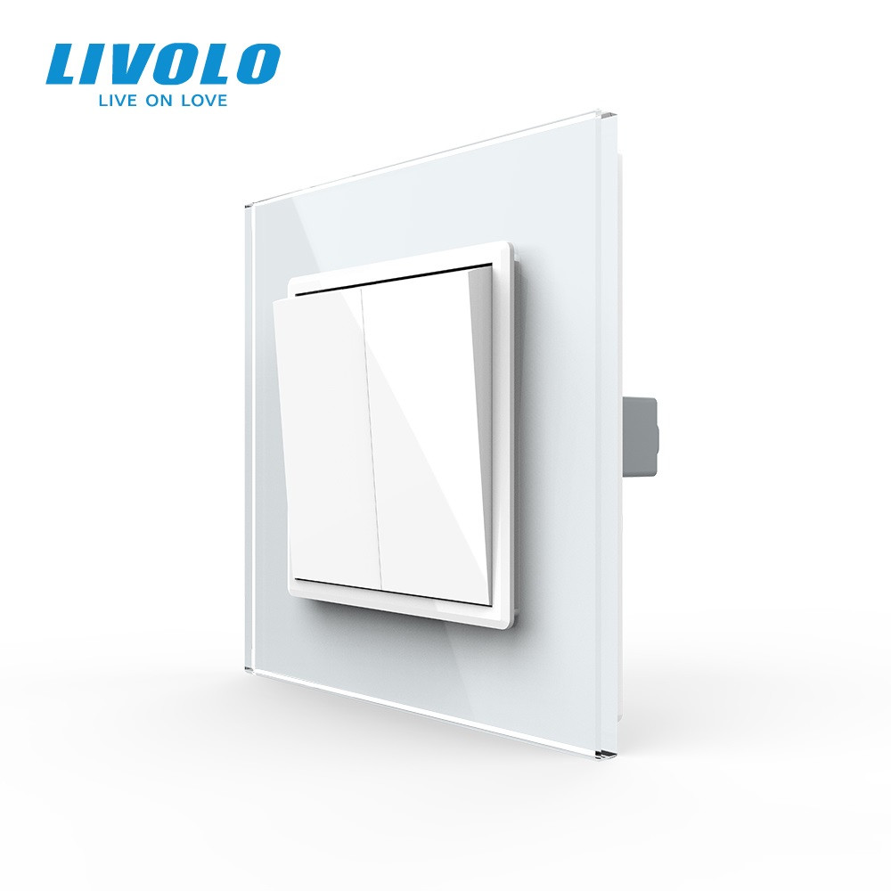 LIVOLO Вимикач універсальний 2-клавішний Livolo білий скло 250В 10А (VL-C7FCMKS-1WP) Коломия - фото 4