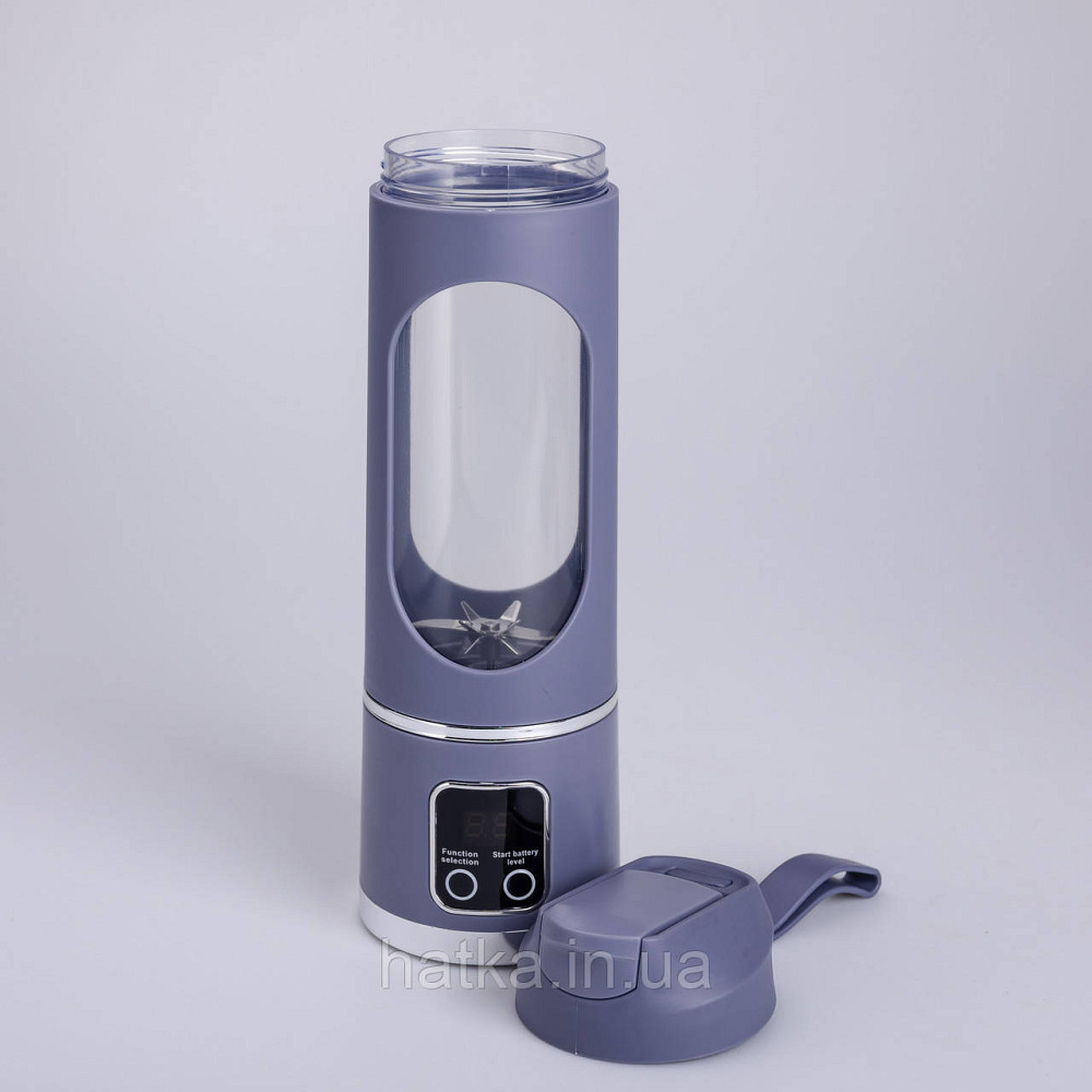 Портативний блендер для смузі на акумуляторі 450 мл блендер пляшка 25 Вт USB Сірий Київ - фото 4