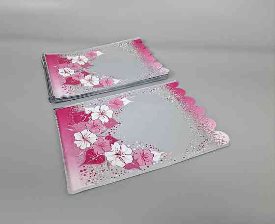 Пакет із малюнком для пакування подарунків (20*30) No420 (1) фольгований (ажурний) "Рожева рамка" (100 шт) Харків