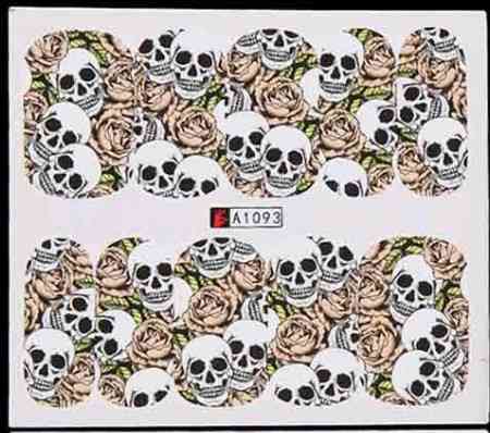 Наклейки для ногтей Хэллоуин с рисунком черепов 5 на 6 см разноцветный Киев