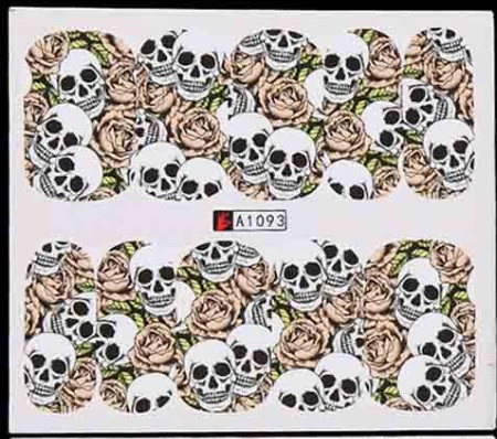 Наклейки для ногтей Хэллоуин с рисунком черепов 5 на 6 см разноцветный Киев - изображение 1