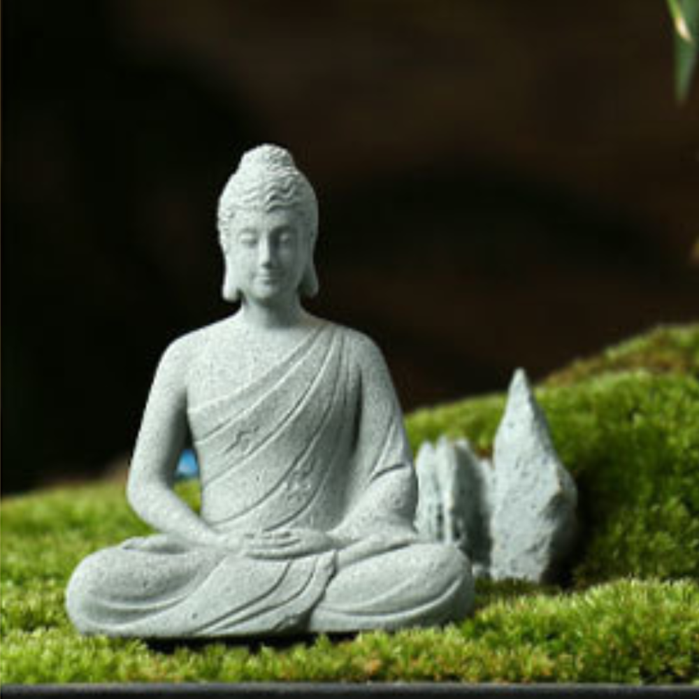 Статуетка Медитація Будди 11.3 х 9 см для флораріуму, саду, будинку, зони медитації, дзен. Полістоун Одеса - фото 1
