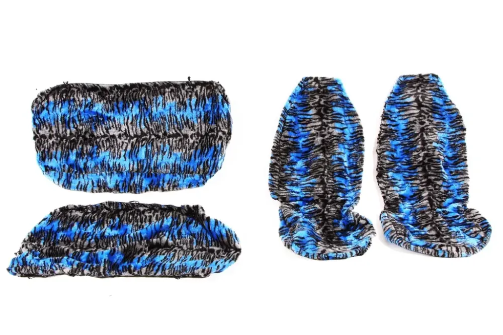 Чехли на сидіння хутра хутряний чорний/серий/синій Вінниця - фото 1