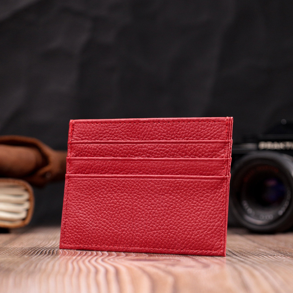 Яркий кард-кейс из натуральной кожи ST Leather 22445 Красный Киев - изображение 8