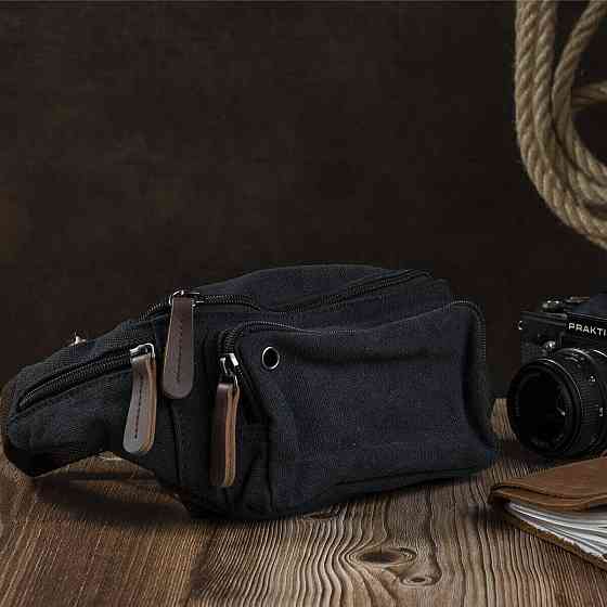 Сумка поясная текстильная Vintage 20085 Черная Киев