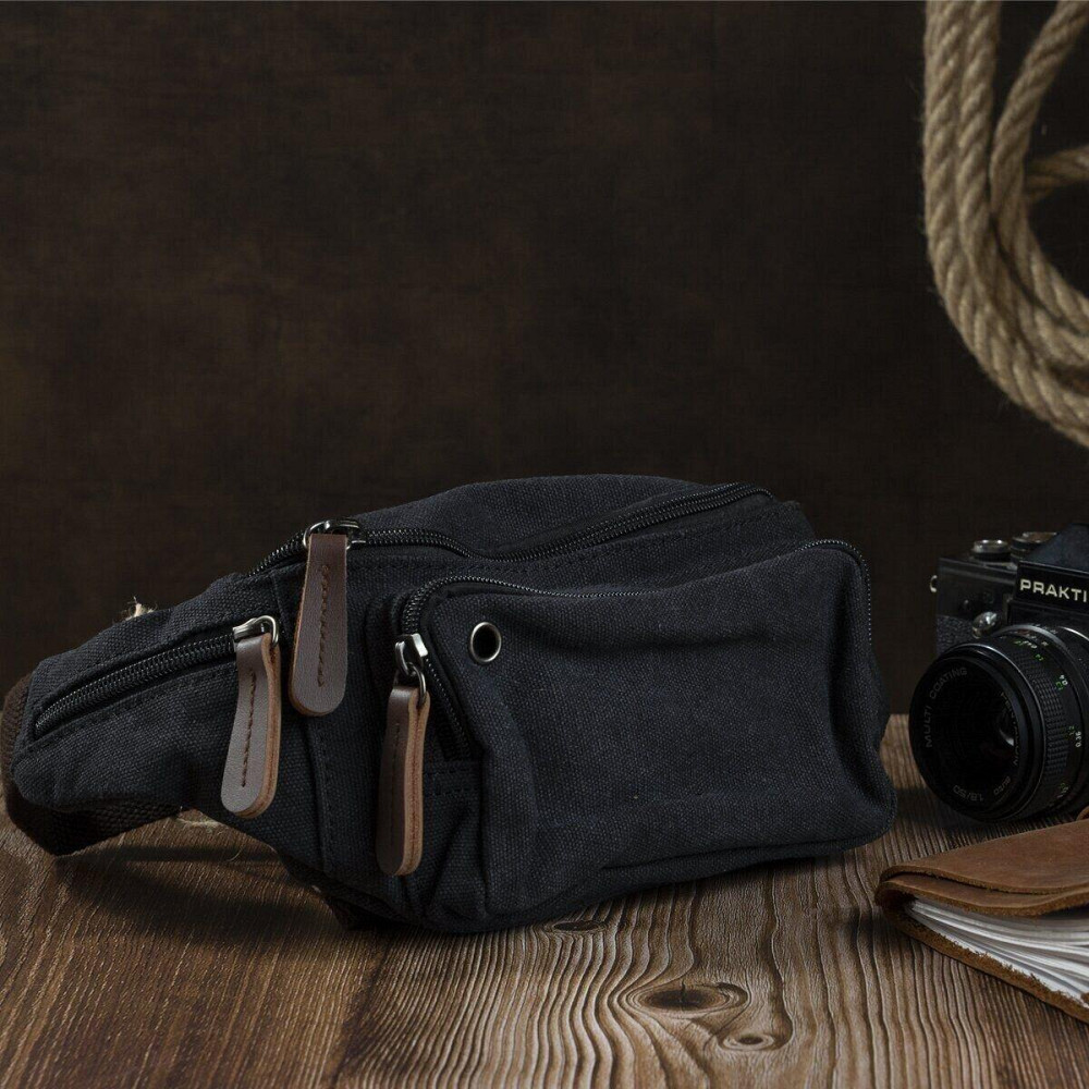 Сумка поясна текстильна Vintage 20085 Чорна Київ - фото 2